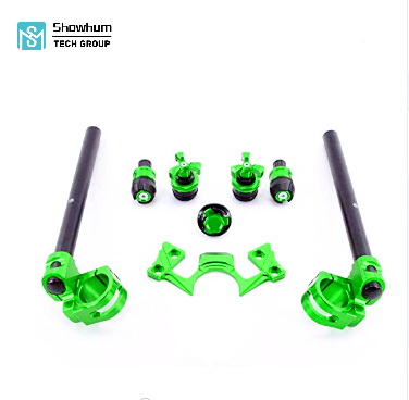 Showhum CNC Milling Machining Customized Aluminum Alloy Clip-On Handlebars With Color Anodized For Motorcycles