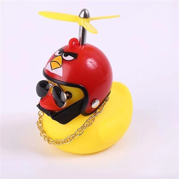 Athmedic Motorcycle Bike Bell Broken Wind Duck Riding Light Cycling Accessories Small Yellow Duck Helmet Child Horn 003